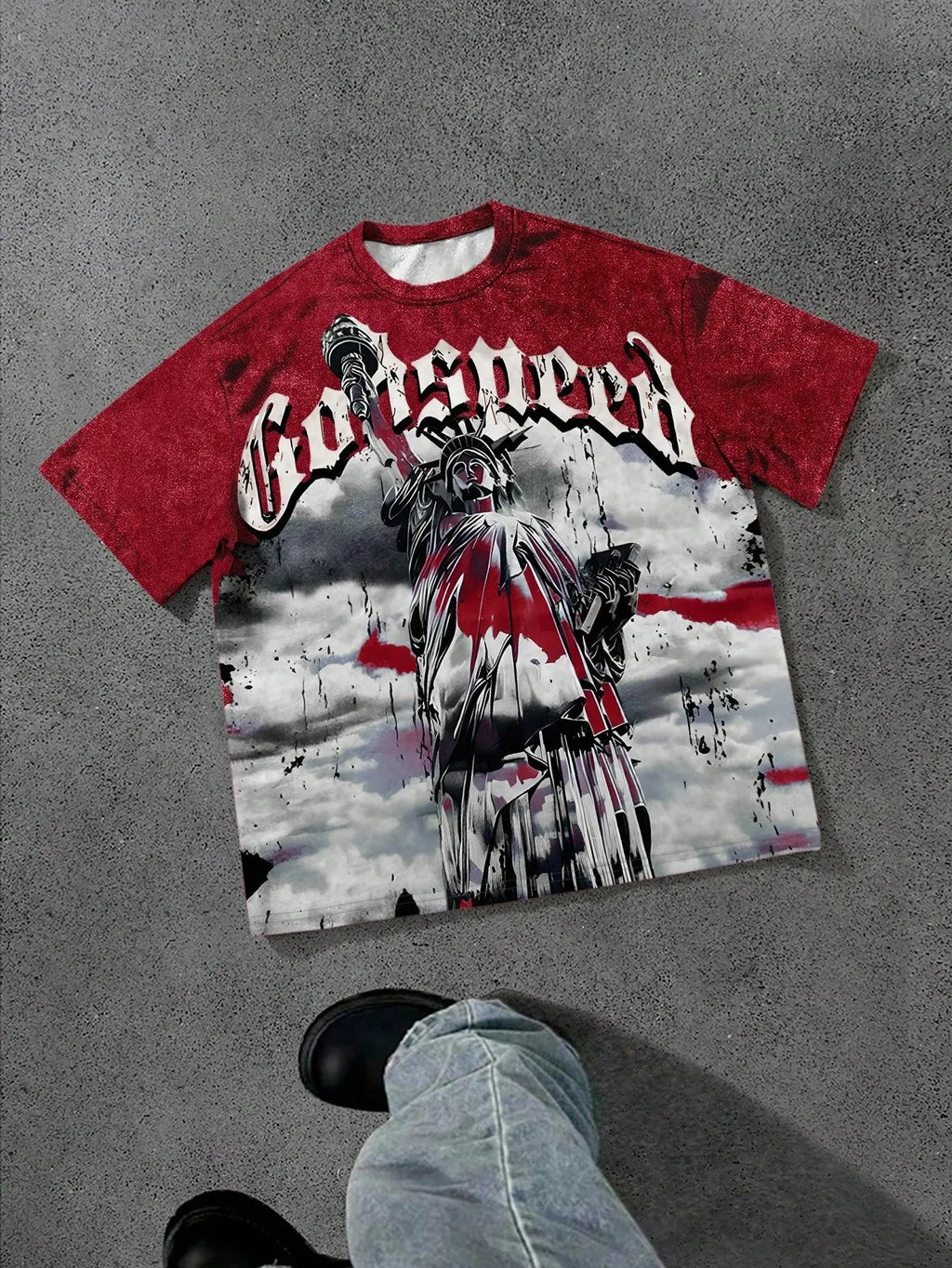 The new men's T-shirt for the summer of 2025 features a casual fashionable soft and breathable 3D angel pattern print
